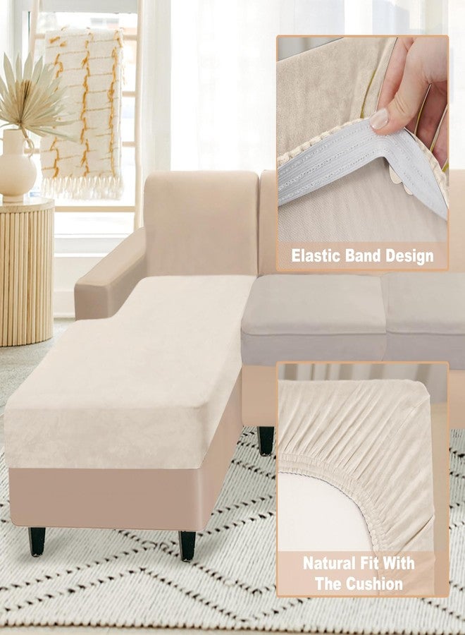 NAISI Sectional Couch Cover 1 Piece Velvet Separate Chaise Lounge Cover Soft Stretch Sofa Slipcovers for Left/Right Chaise Sectional Couch(Chaise Lounge,Beige) - Image 4